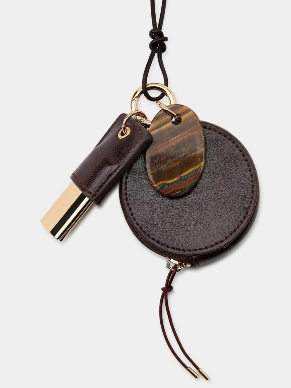 🔥🔥Zara 100% Leather Pendant Necklace with Charms